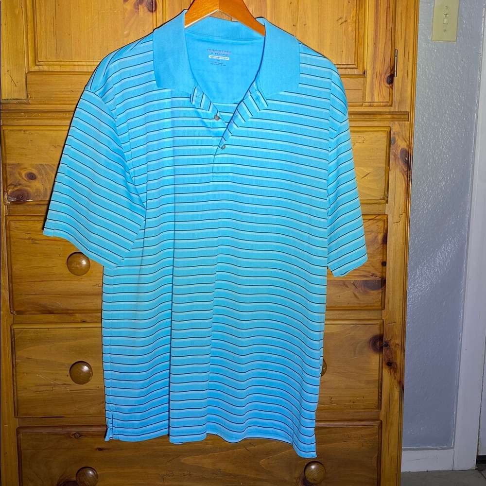 Roundtree & Yorke Performance Blue Striped Polo Shirt